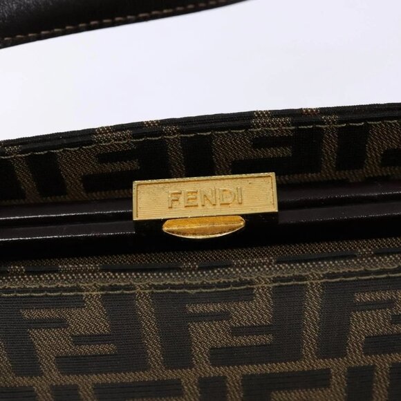 FENDI Zucca Canvas Hand Bag Black Brown Auth 138624 - Picture 10 of 16